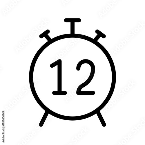 12 Hour Alarm icon set with modern minimal design, ideal for time management, reminders, scheduling, and daily routine tracking in digital interfaces.