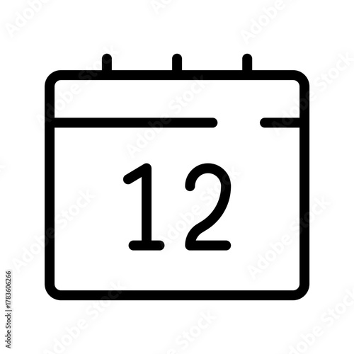 Date 12 icon set featuring modern minimal design, ideal for marking calendar days, scheduling events, reminders, and organized planning tasks.