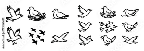 Migratory Bird Doodle Icons