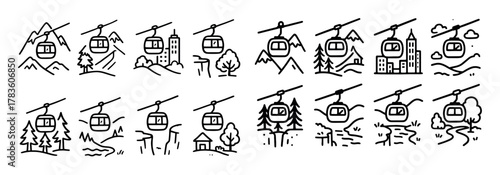 Cable Car Doodle Grid