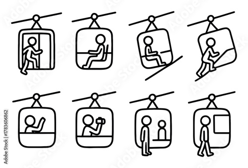 Cable Car Doodle Icons