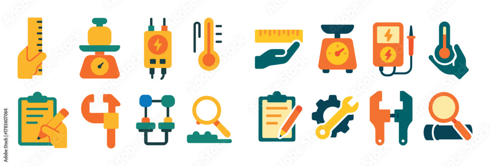 Fototapeta premium Colorful Measuring Instrument Icons