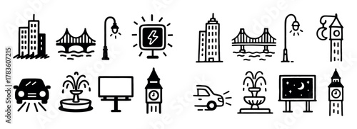 Night City Doodle Grid