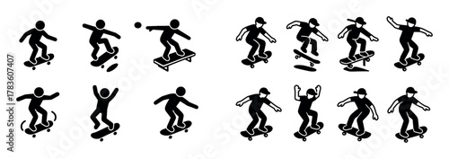 Skateboarding Icons Grid