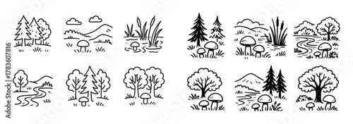 Mushroom Picking Icons