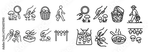 Mushroom Picking Icons