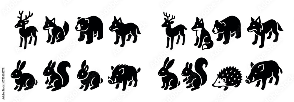 Fototapeta premium Isometric Forest Animals