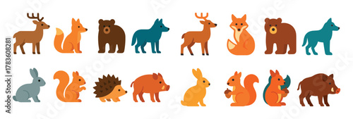 Colorful Forest Animals Icons
