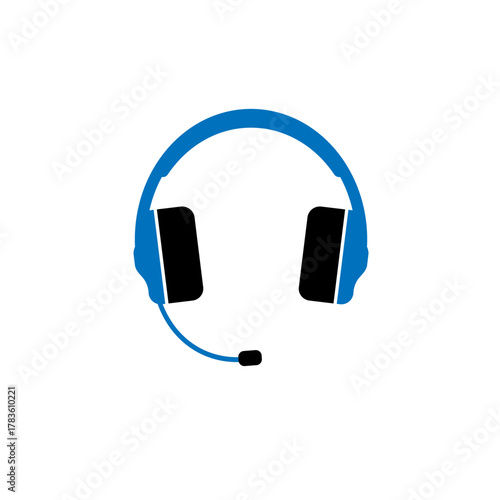 Headphones with Microphone Flat Vector Symbol