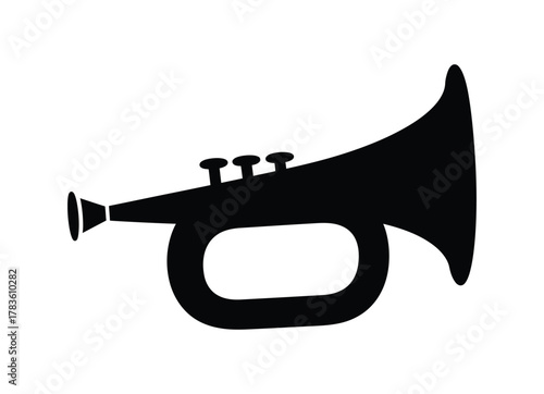 Trumpet Musical Instrument Silhouette | Brass Horn Music Icon Vector