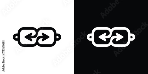 Black and White Connected Arrows Icon Design, Arrow Left and Right Symbol