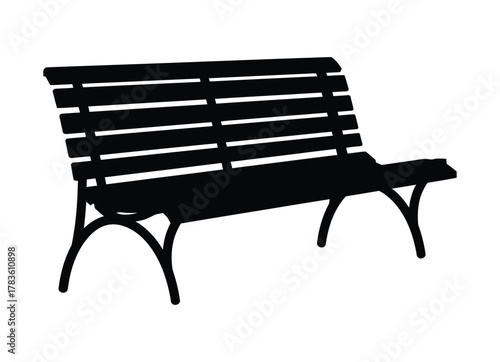 Park Bench Wood Silhouette | Outdoor Furniture Seat Vector | Rest and Relaxation Spot