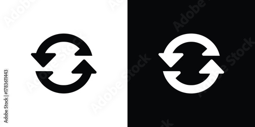Circular Arrows on Contrasting Backgrounds Black on White, White on Black