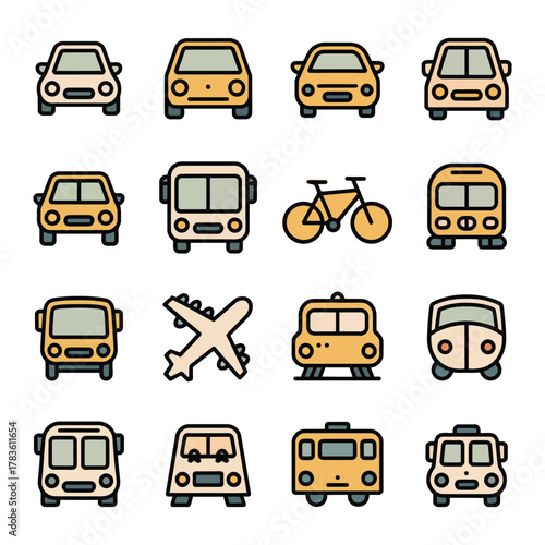 Modern transportation vector design showing various travel vehicle icons in flat style
