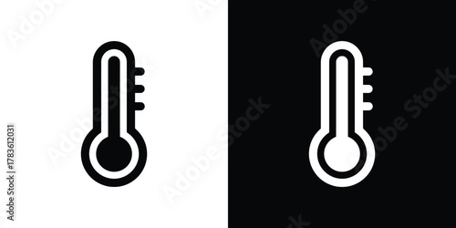Inverted Symmetrical of Thermometer Icon in Black and White Versions