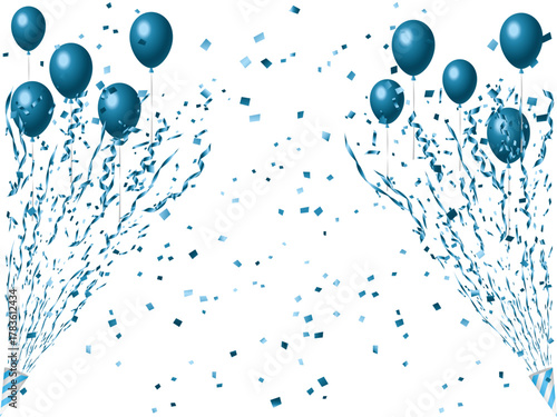 クラッカー、風船、5水色