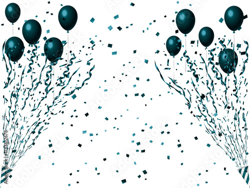 クラッカー、風船、16青緑