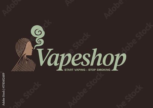 This eye-catching vapeshop logo emphasizes the concept of quitting smoking through stylish design elements, merging the idea of vaping with contemporary visual appeal.