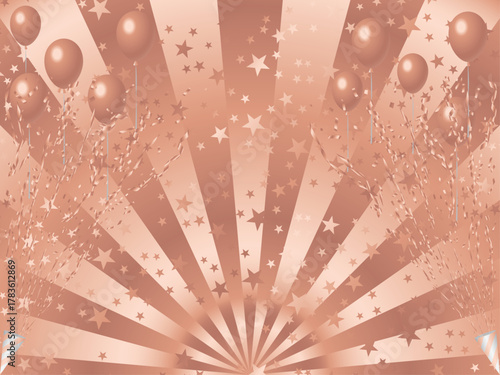 クラッカー、風船、星、8桃金