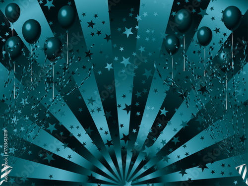 クラッカー、風船、星、16青緑