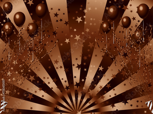 クラッカー、風船、星、18茶色
