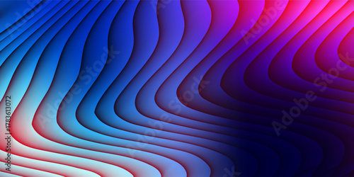 Abstract ribbed fractal glass texture effect with bright smooth fluted vertical lines of colorful gradient. Bold and dynamic design blending bright colors and geometry for modern visual art project