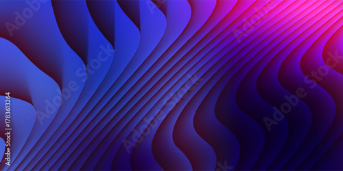 Abstract ribbed fractal glass texture effect with bright smooth fluted vertical lines of colorful gradient. Bold and dynamic design blending bright colors and geometry for modern visual art project