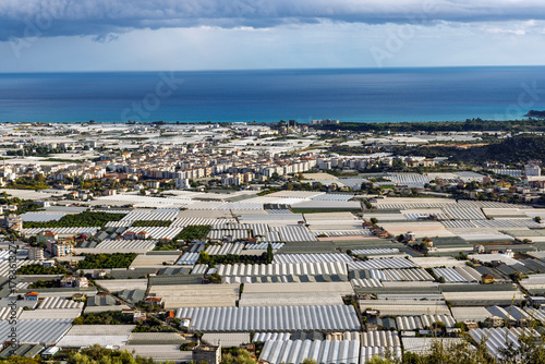 Fototapeta Naklejka Na Ścianę i Meble -  Vast greenhouse areas in the Demre district of Antalya. Greenhouse farming.