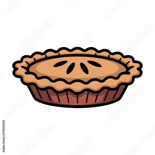 festive holiday pie illustration with warm baked crust details for christmas dessert and seasonal celebrations