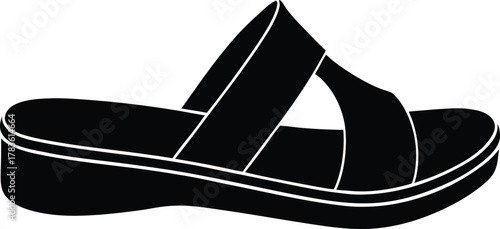 Realistic leather sandal icon with detailed design