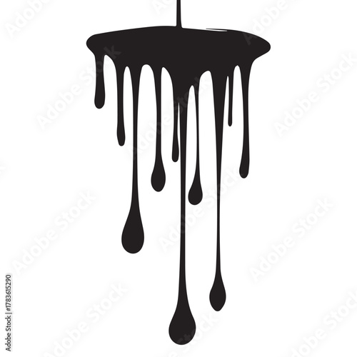 black paint dripping on a white background