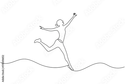 single line drawing of a ballet dancer in a graceful pose, rendered in a clean, minimalist style with vibrant color options