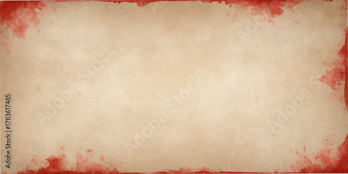 Red Christmas paper background with a vintage grunge texture and red ribbon design