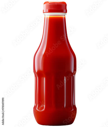ketchup bottle, tomato sauce, isolated background.