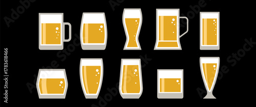 Beer Mug Vector Illustration Set in Flat Style