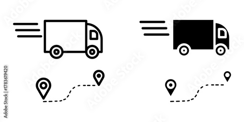car icon package and destination road route icon vector