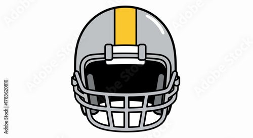 Classic American Football Helmet with Gold Stripe Cartoon Illustration
