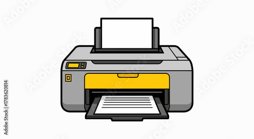 Desktop Printer with Paper Output Illustration