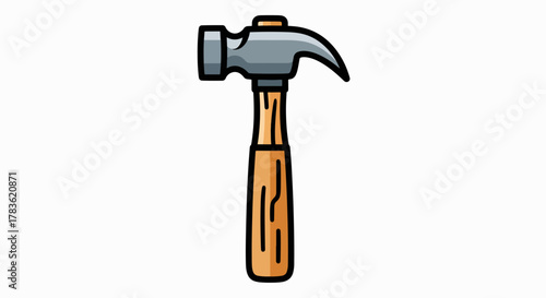 Essential Carpenter's Tool: Stylized Claw Hammer with Wooden Handle