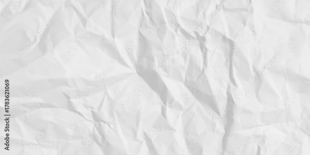 Fototapeta premium White clean crumpled paper background. Horizontal crumpled empty paper template for posters and banners. Vector illustration