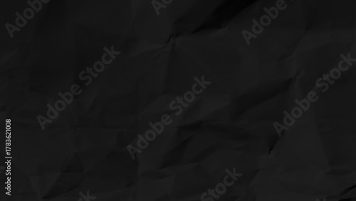 Black clean crumpled paper background. Horizontal crumpled empty paper template for posters and banners. Vector illustration