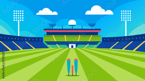 Illustration of a cricket stadium view
