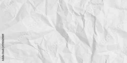 White clean crumpled paper background. Horizontal crumpled empty paper template for posters and banners. Vector illustration
