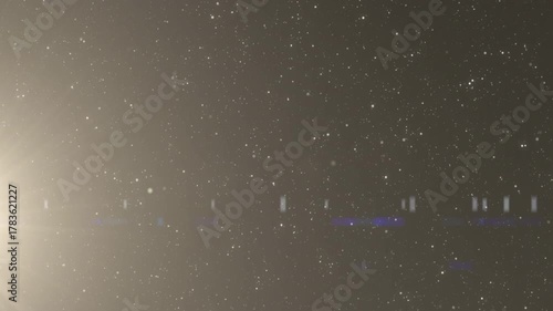 Natural Organic Dust Particles Floating On Black Background. Dynamic Dust Particles Randomly Float In Space. Shimmering Glittering Dust Particles With Bokeh. Slow motion on Black Background. 4k