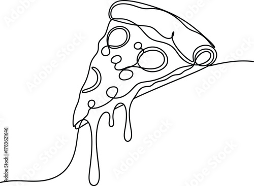 pizza cartoon vector illustration in black silhouette style
