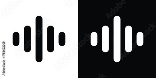 Ταπετσαρία Abstract Soundwave Design, Equalizer Graphic, Black and White Divided Background