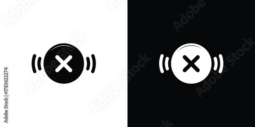 Black and White Icon of No Sound, Volume off Isolated on Transparent Background