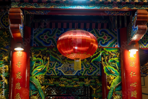 Photography Bright red Chinese lantern at Bangkok's Chinatown Night Market