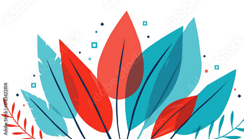 Vibrant abstract tropical leaves with speckled accents