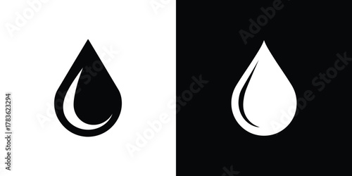 Inverted Two Drops Black and White Symbol Water Droplet Icon Minimalist